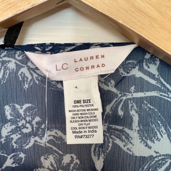 LC Lauren Conrad NEW Sheer Ruana Duster Extra Long ONE SIZE Blue Floral Casual - Picture 3 of 11